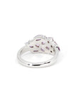 Back view: Reveals the seamless band construction and the attention to detail in the gemstone arrangement. Designed by Bena Jewelry, Montreal, Canada.