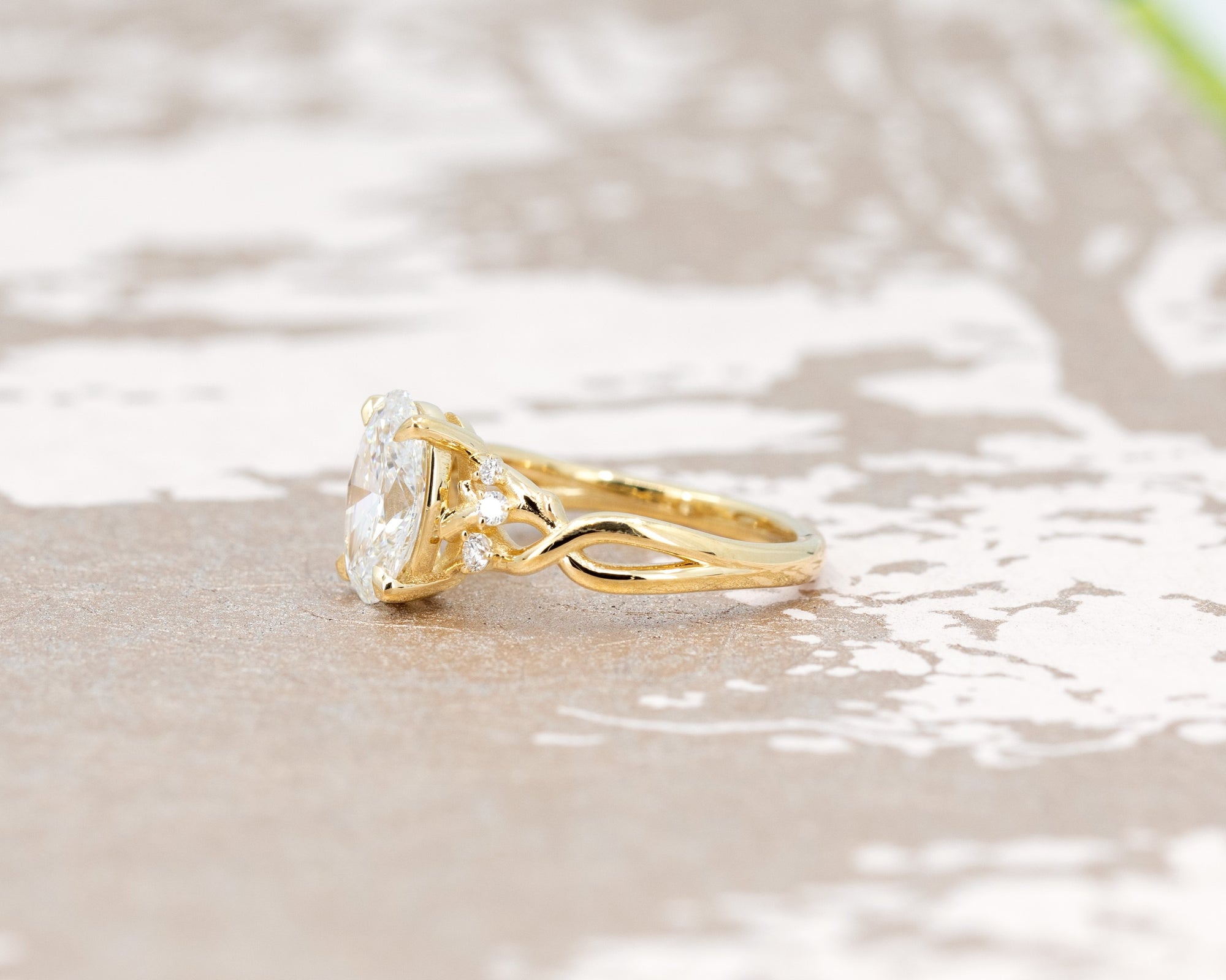 Oval Shape Diamond Organic Engagement Ring