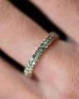 WEDDING BAND | DOUBLE ROW GREEN Diamond | Yellow Gold Ring