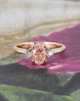 PINK OVAL DIAMOND BRIDAL RING | Yellow Gold