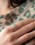 PINK DIAMOND WHITE HALO SOLEIL RING | Yellow Gold
