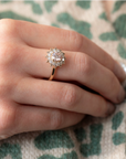 PINK DIAMOND WHITE HALO SOLEIL RING | Yellow Gold