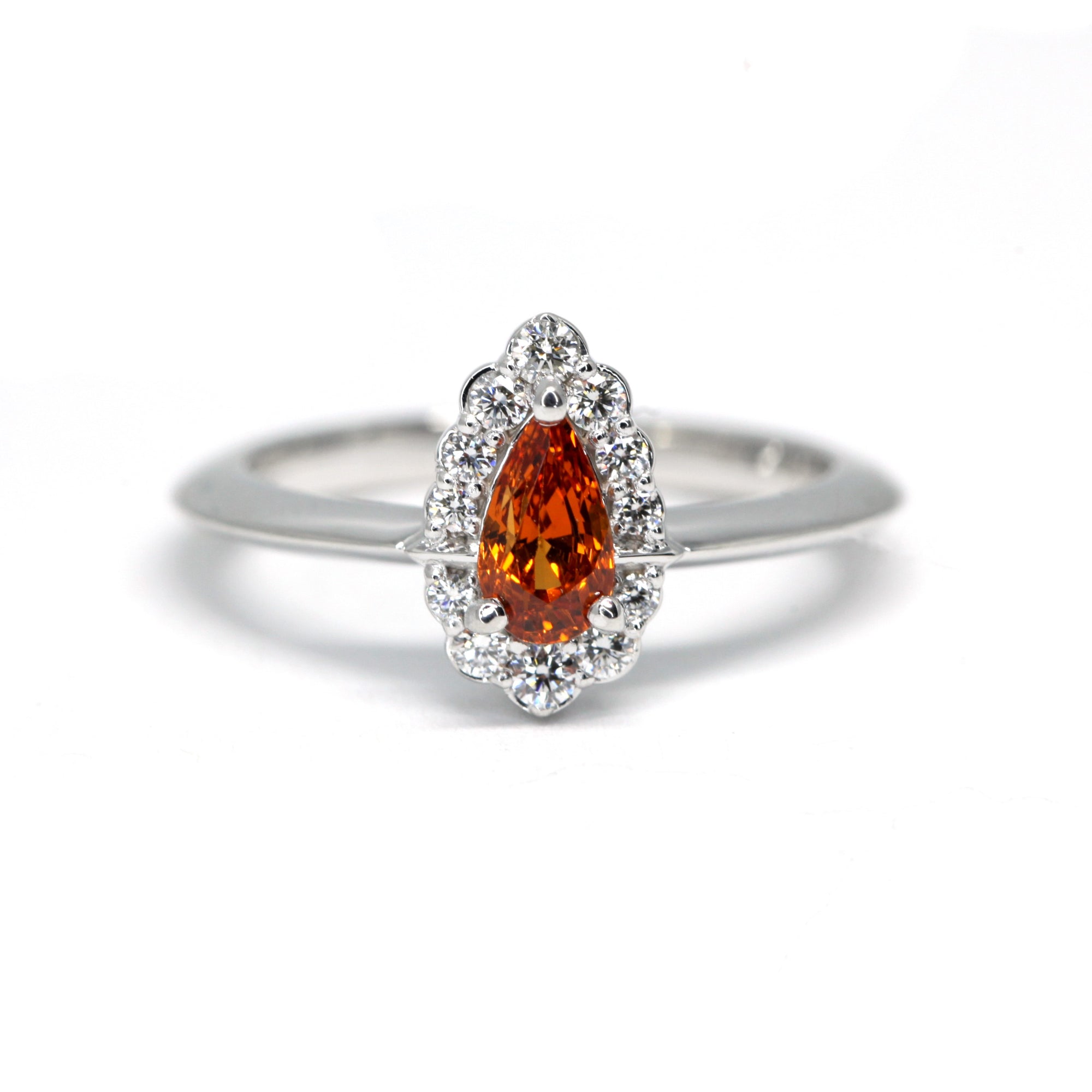 PEAR SHAPE AURA SPESSARTITE GARNET | White Gold Ring