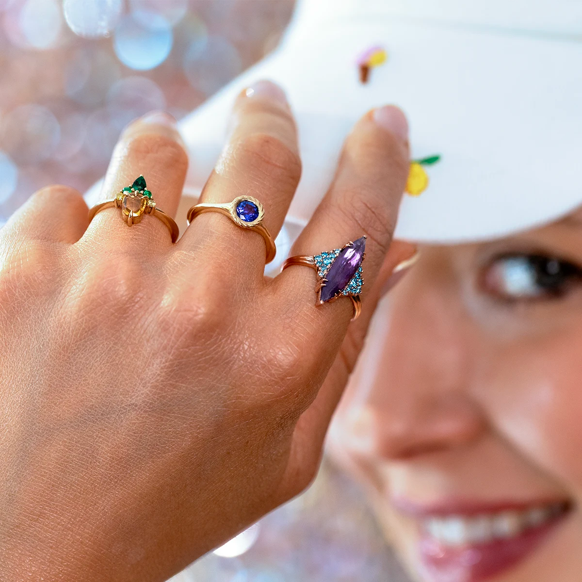 COCKTAIL MARQUISE AMETHYST & BLUE DIAMOND | Rose Gold Ring