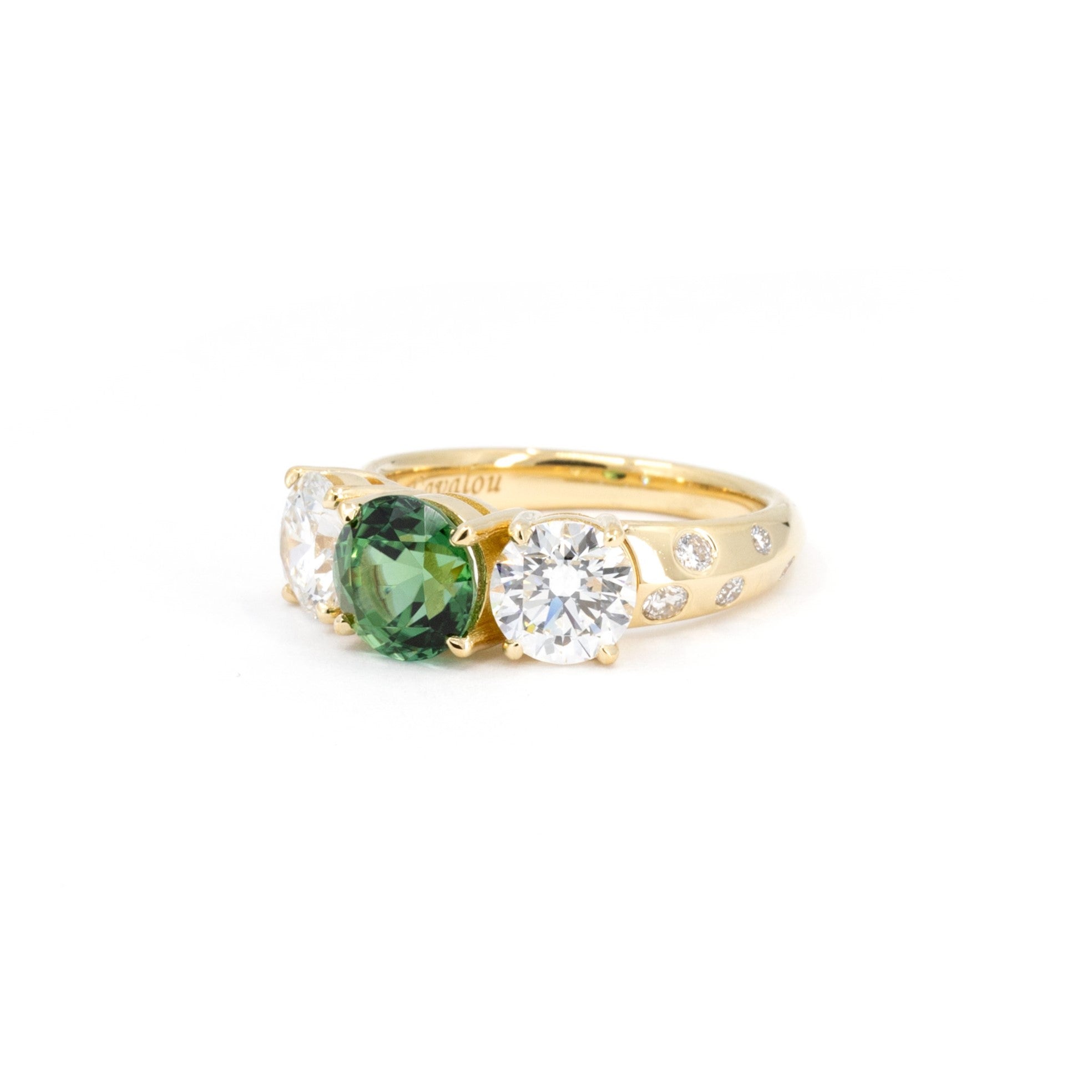 Trilogie Diamond & Green Tourmaline Could Ring
