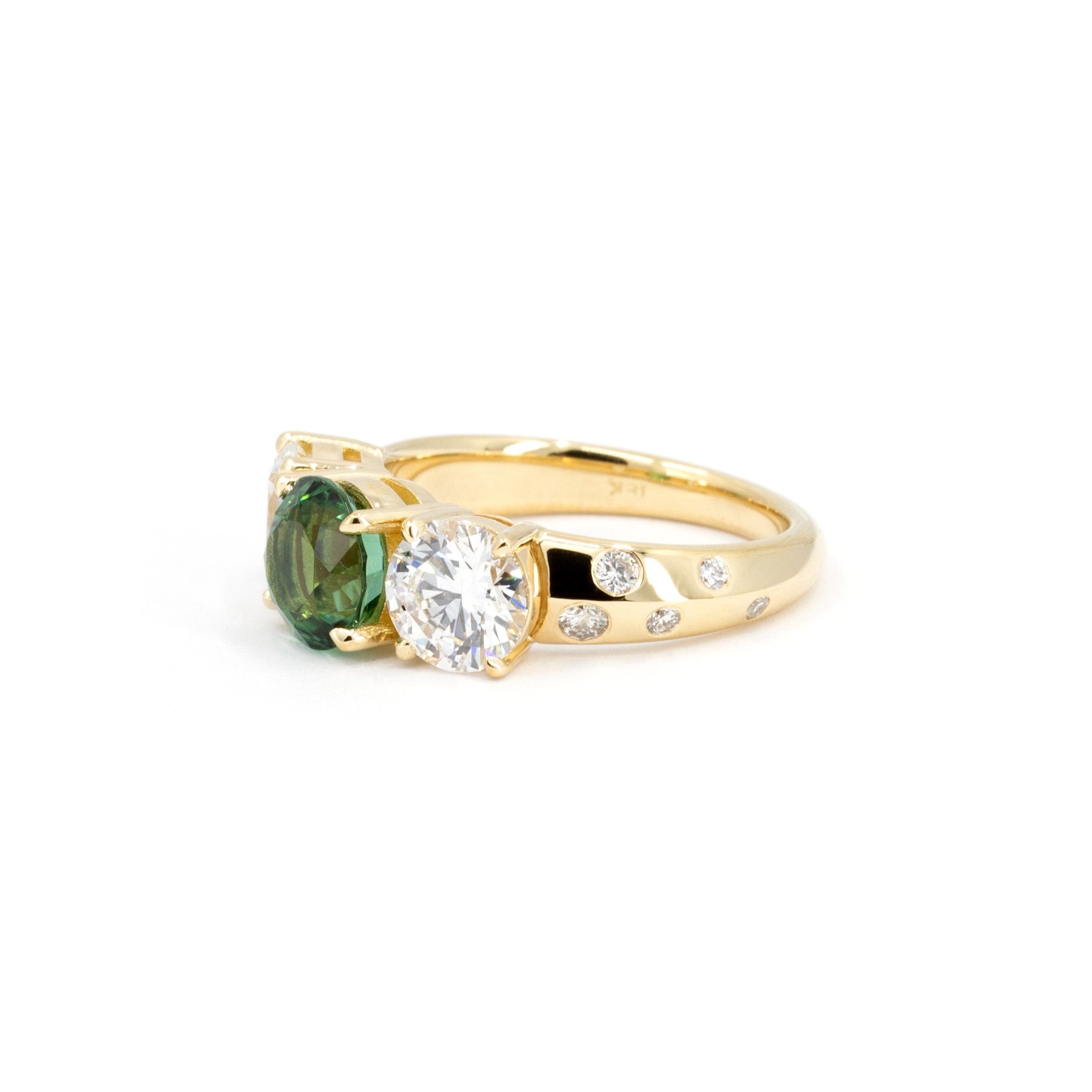 Trilogie Diamond & Green Tourmaline Could Ring