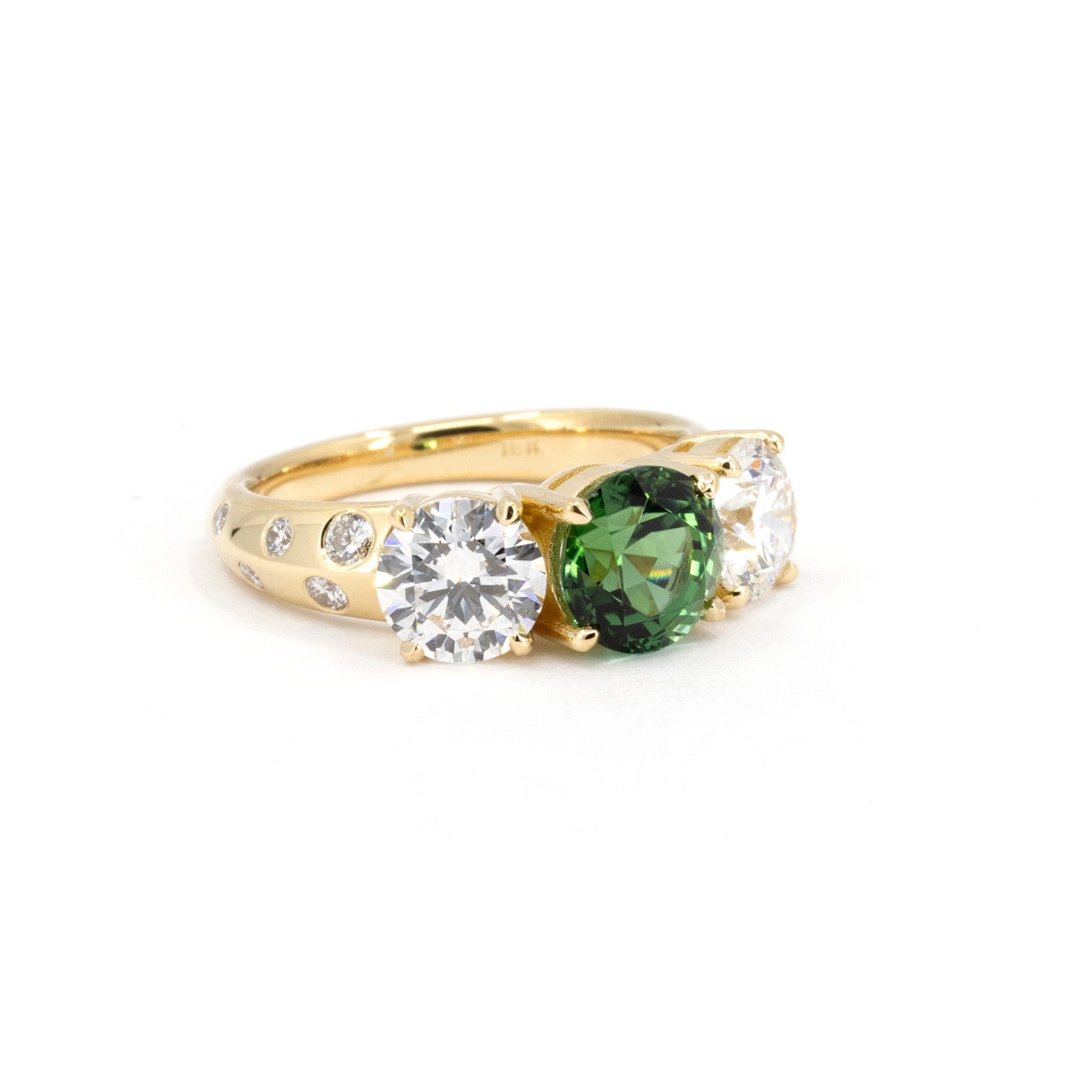 Trilogie Diamond & Green Tourmaline Could Ring