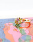 Kink Avalanche Sapphire, Diamond & Peridot Gold Ring