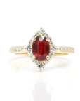 Ruby & Diamond Halo Yellow Gold Aura Ring