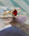 Ruby & Diamond Halo Yellow Gold Aura Ring