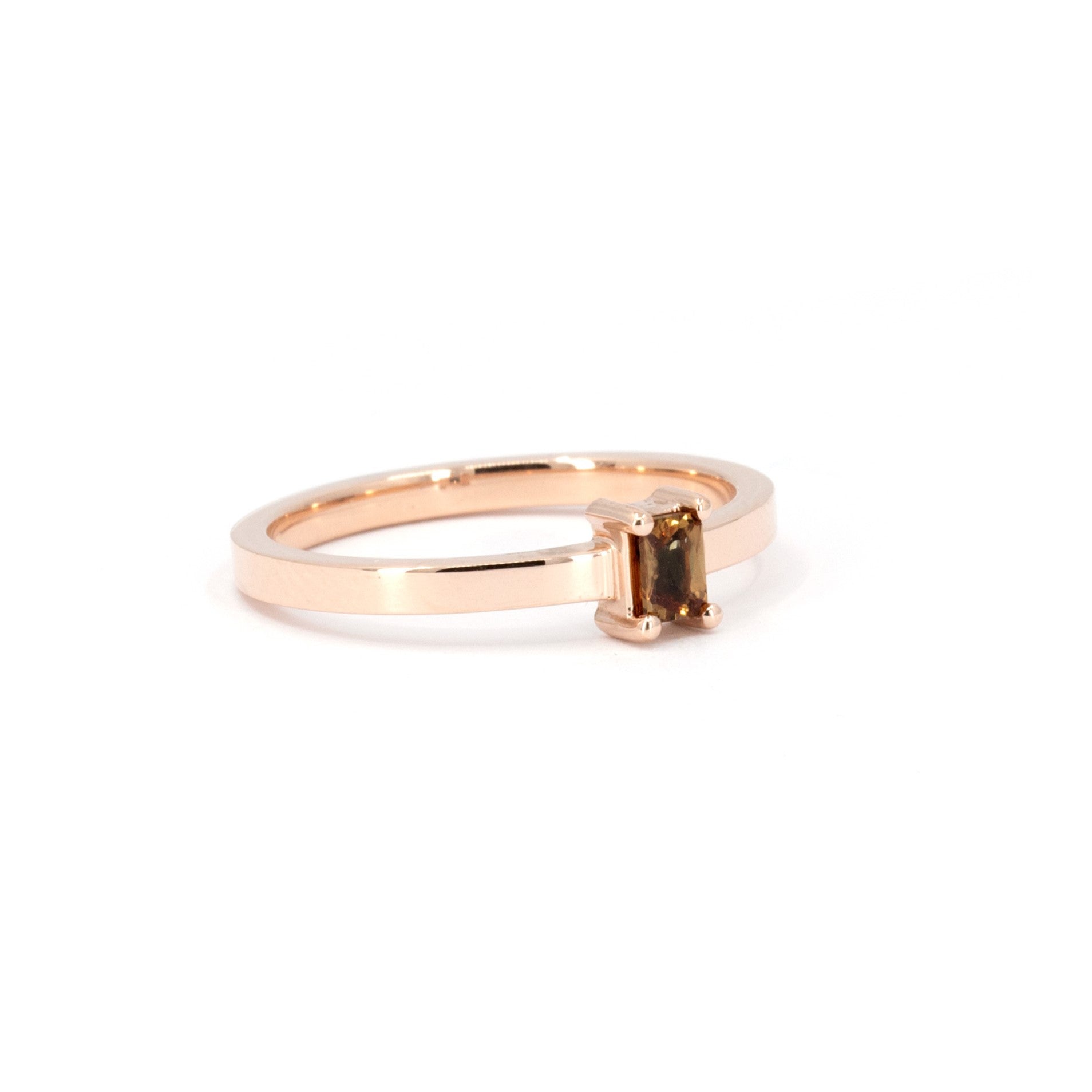 PEACH SAPPHIRE BOXY RING SET | Rose Gold