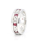 Platinium Baguette Ruby Men Wedding Band
