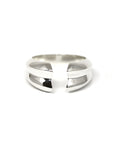 Side view of Frill Ring in White Gold – A structured and edgy designer ring with smooth, polished curves.