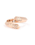 Loop Ring in rose gold with diamond pave, showcased on a minimalist white background. Handcrafted in Montreal by Bena Jewelry.
