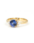 Left side of Azure Tide Sapphire & Diamond Ring – A modern yet timeless ring with a delicate balance of sapphire and diamond brilliance.