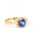 Side shot of Azure Tide Sapphire & Diamond Ring – A detailed close-up highlighting the craftsmanship and gemstone vibrancy.
