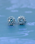 SOLEIL BLUE ZIRCON & DIAMOND STUDS EARRINGS | White Gold