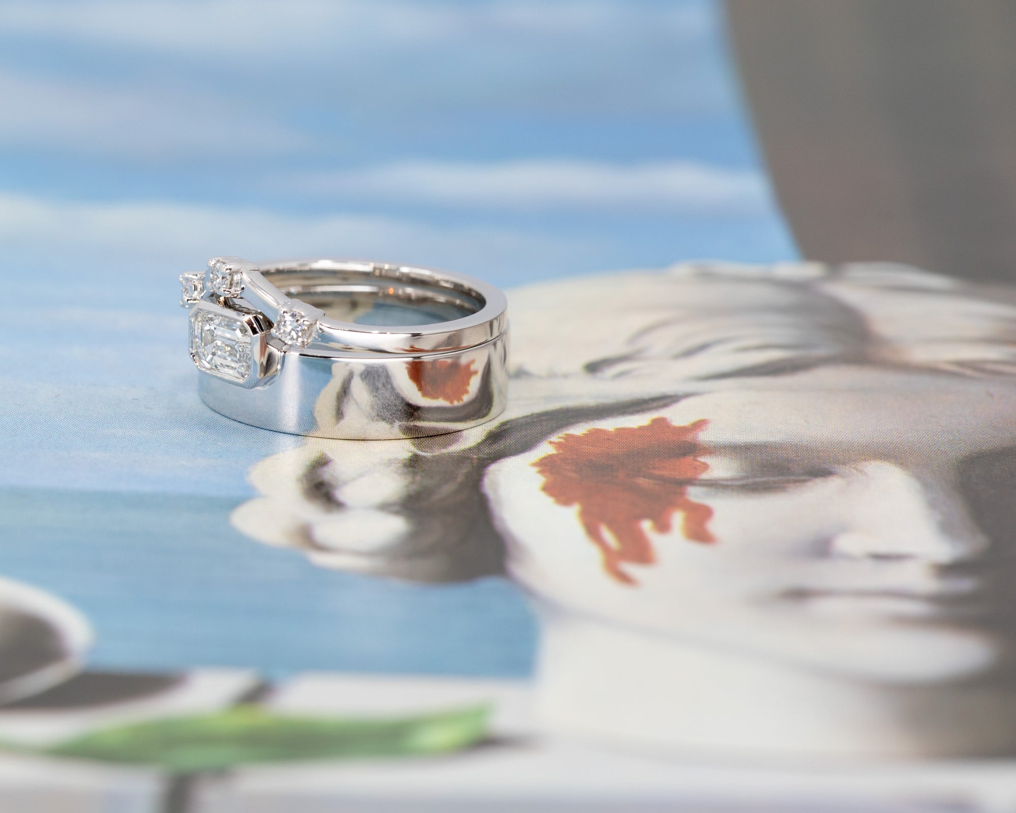 BOXY MATCHING BAND | White Gold & Diamonds