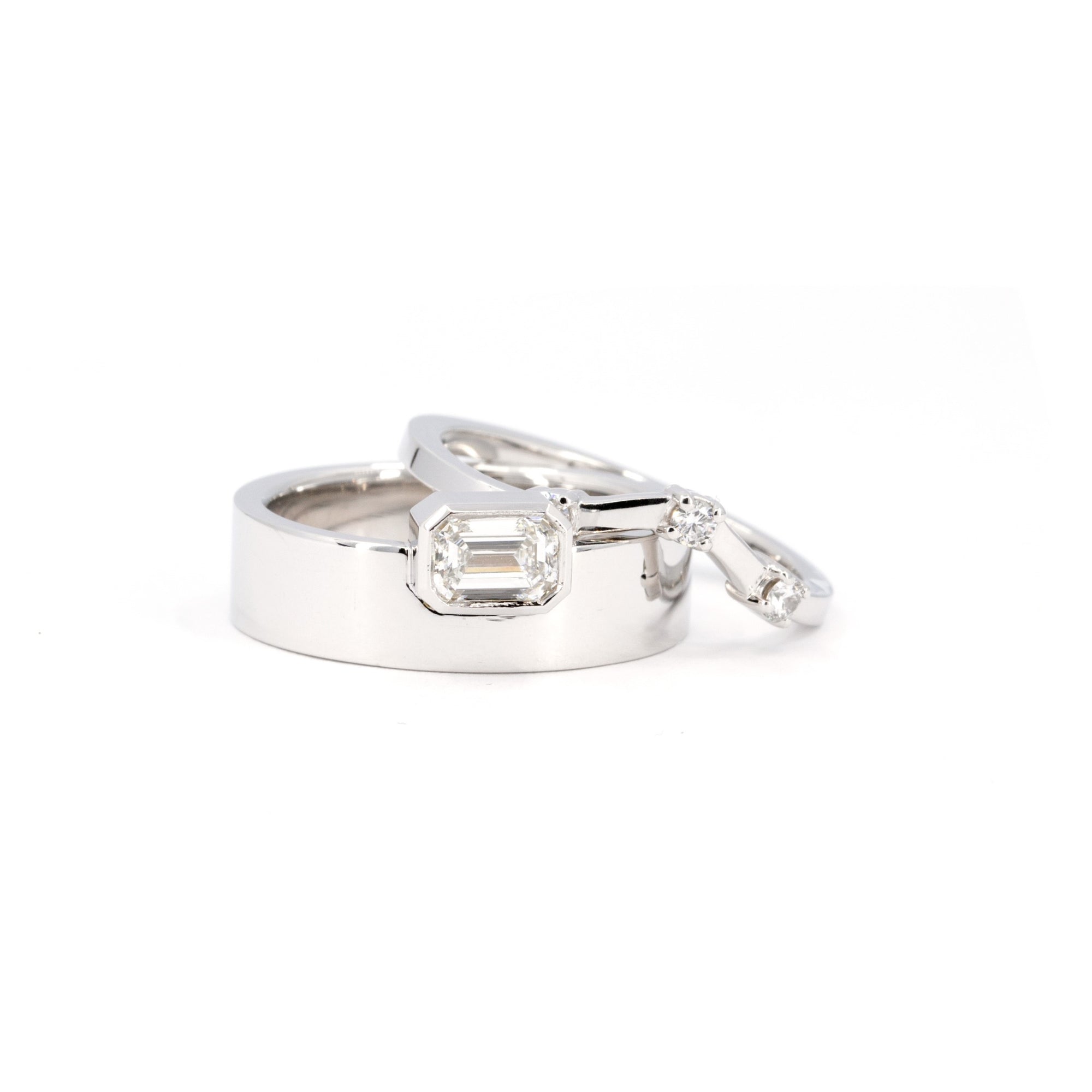 BOXY MATCHING BAND | White Gold & Diamonds