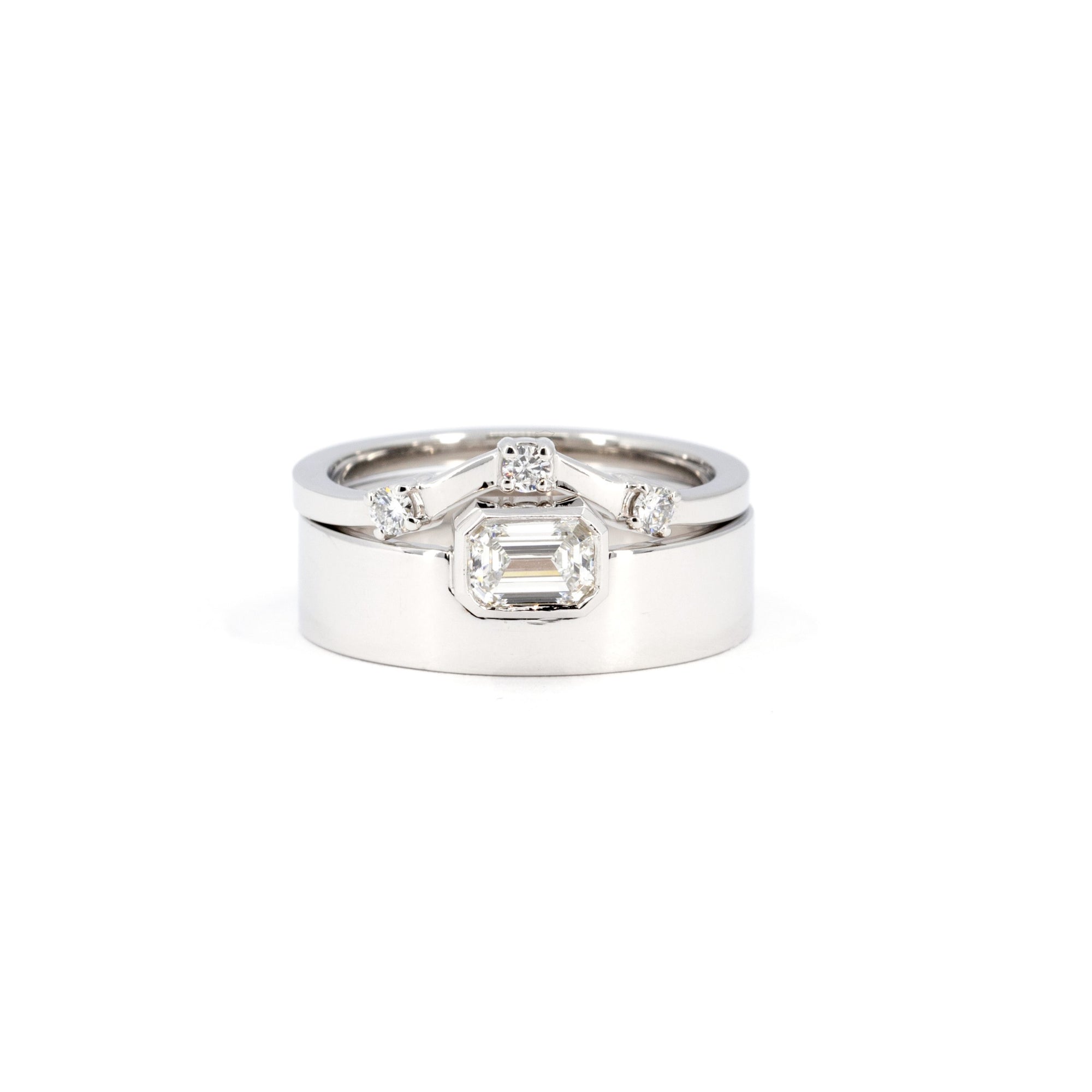 BOXY MATCHING BAND | White Gold & Diamonds