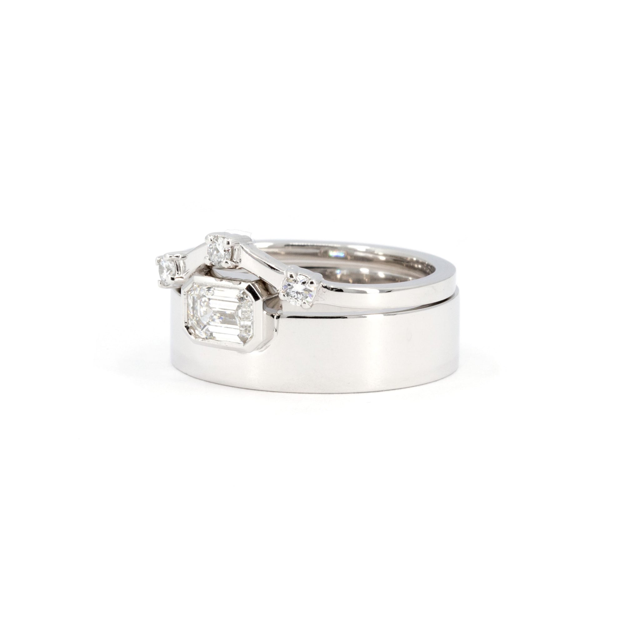 BOXY MATCHING BAND | White Gold & Diamonds