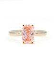PINK CUSHION DIAMOND MINIMALIST ENGAGEMENT RING | Yellow Gold