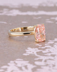 PINK CUSHION DIAMOND MINIMALIST ENGAGEMENT RING | Yellow Gold