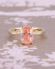 PINK CUSHION DIAMOND MINIMALIST ENGAGEMENT RING | Yellow Gold