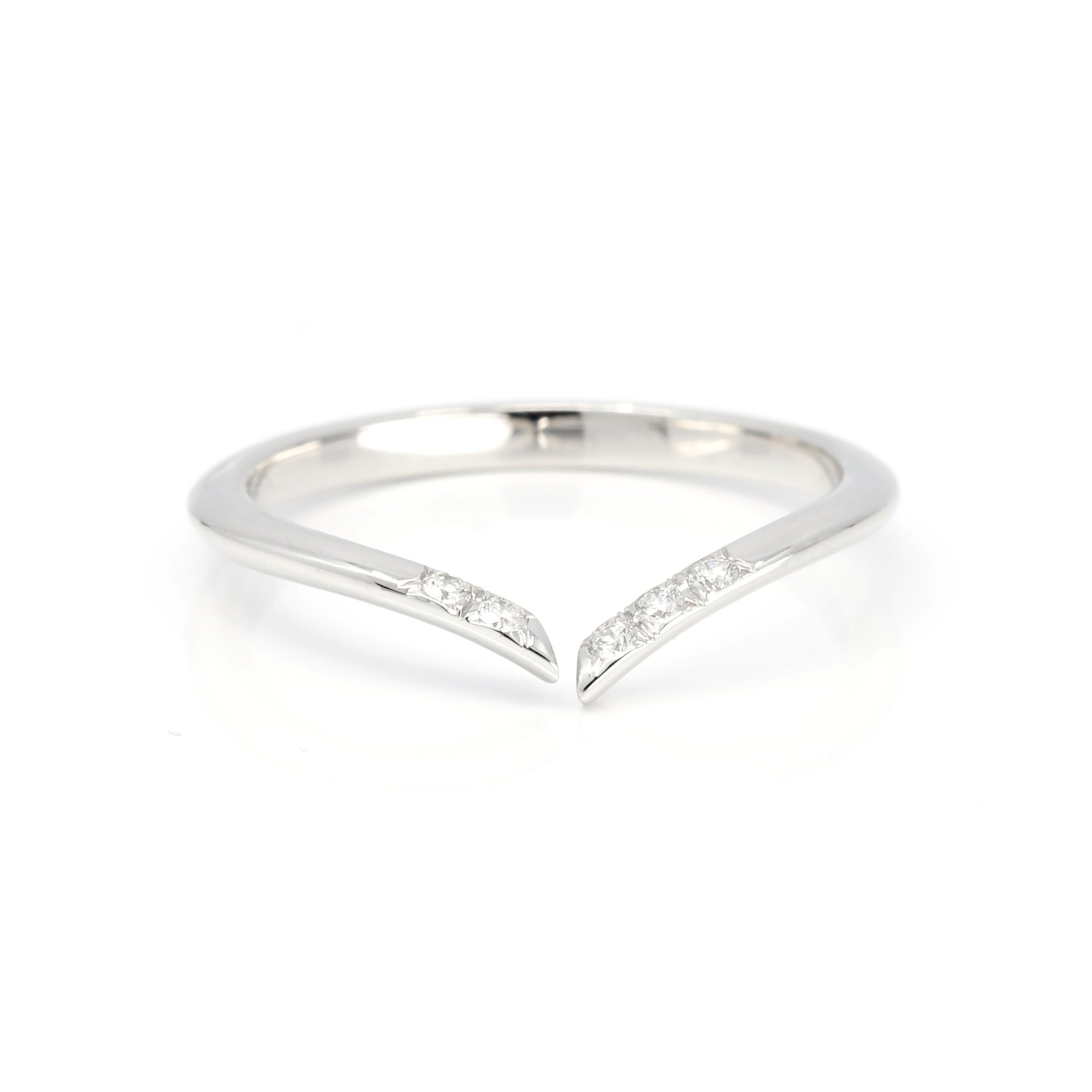 Kink white gold open diamond ring with natural brilliant diamonds, edgy and modern design by Bena Jewelry, made in Montreal, Canada.
