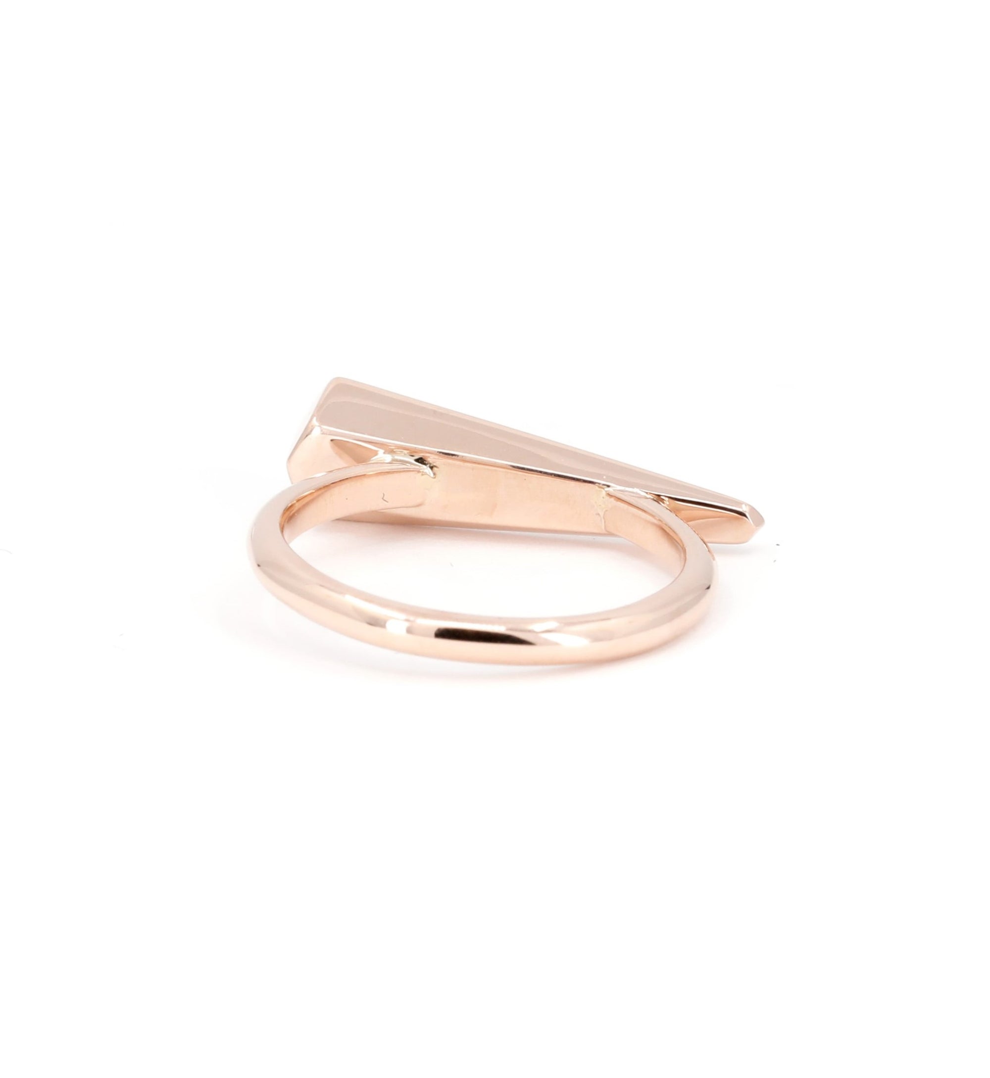 Back view of the bold rose gold and pink sapphire ring with unique design, crafted in Canada by Montreal-based designer Bena Jewelry.