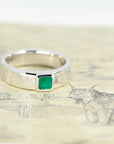 Silver Boxy Emerald Ring