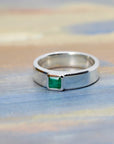 Silver Boxy Emerald Ring
