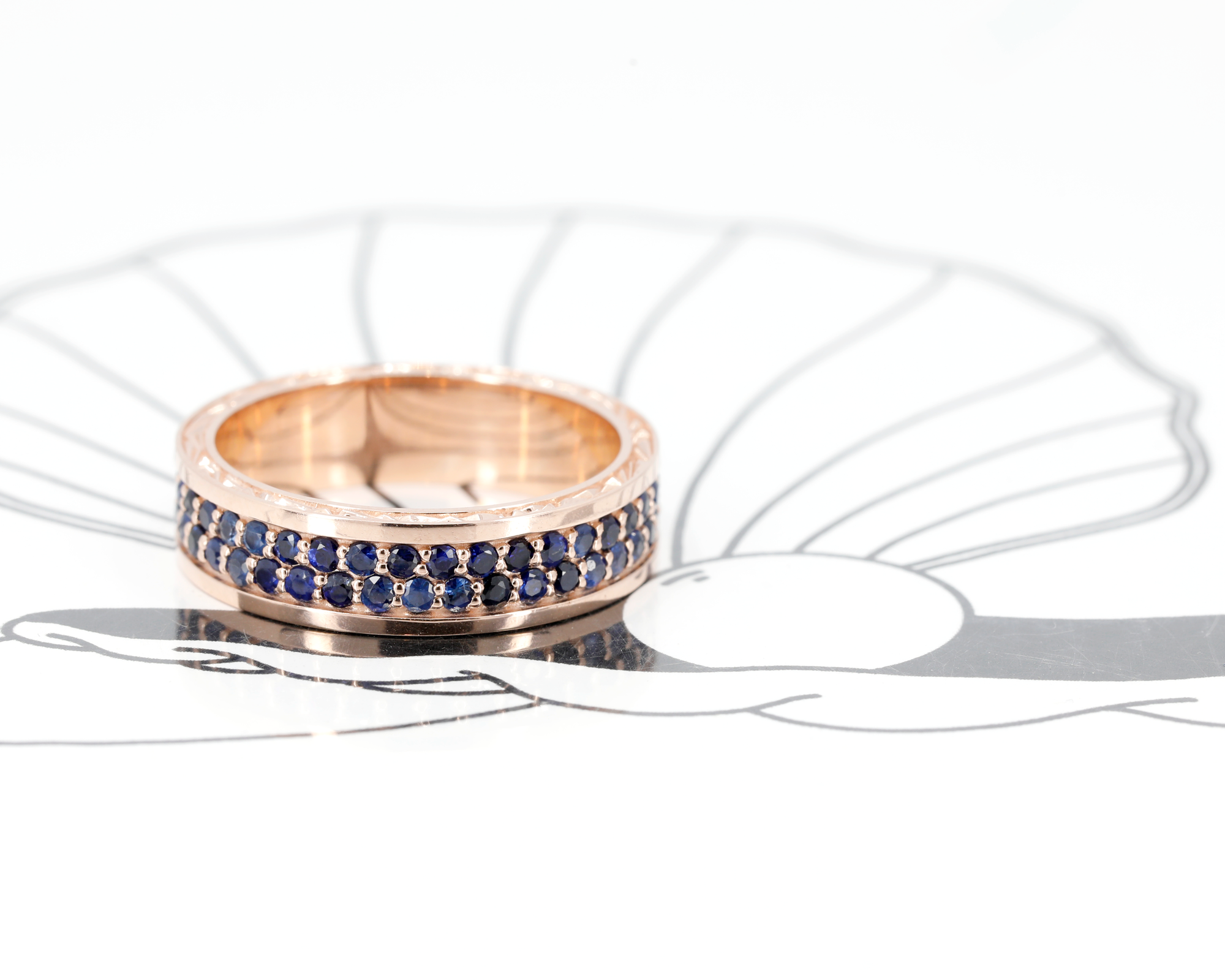 ROYAL SAPPHIRE CHISELED RING | Rose Gold Men’s Wedding Band
