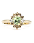 GREEN SAPPHIRE & GOLDEN HALO | Yellow Gold Ring