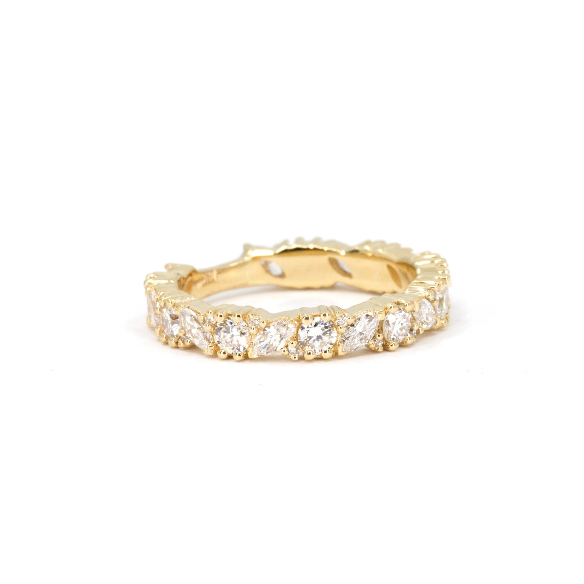 SMALL BOLD WEDDING BAND MIXED | Round & Marquise | Yellow Gold Ring