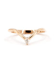 Front view of pear diamond curved ring in rose gold – Bena Jewelry, Canada. A sleek, modern band with a soft curve, highlighting the elegant pear-cut diamond.