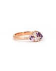 Avalanche ring by Bena Jewelry featuring pink and purple sapphires and diamonds set in 14 kt rose gold, handcrafted in Montreal.