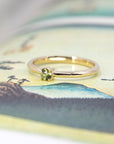 Minimalist Round Demantoid Garnet Yellow Gold Ring