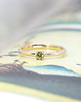 Minimalist Round Demantoid Garnet Yellow Gold Ring