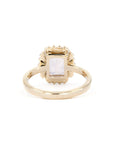 PEACH MORGANITE DIAMOND HALO RING | Yellow Gold
