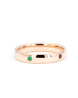 Rose gold men's ring with colorful gemstones Multi Colored Gemstone Band by Bena Jewelry displayed on a plain white background fine custom jewelry made in Canada
