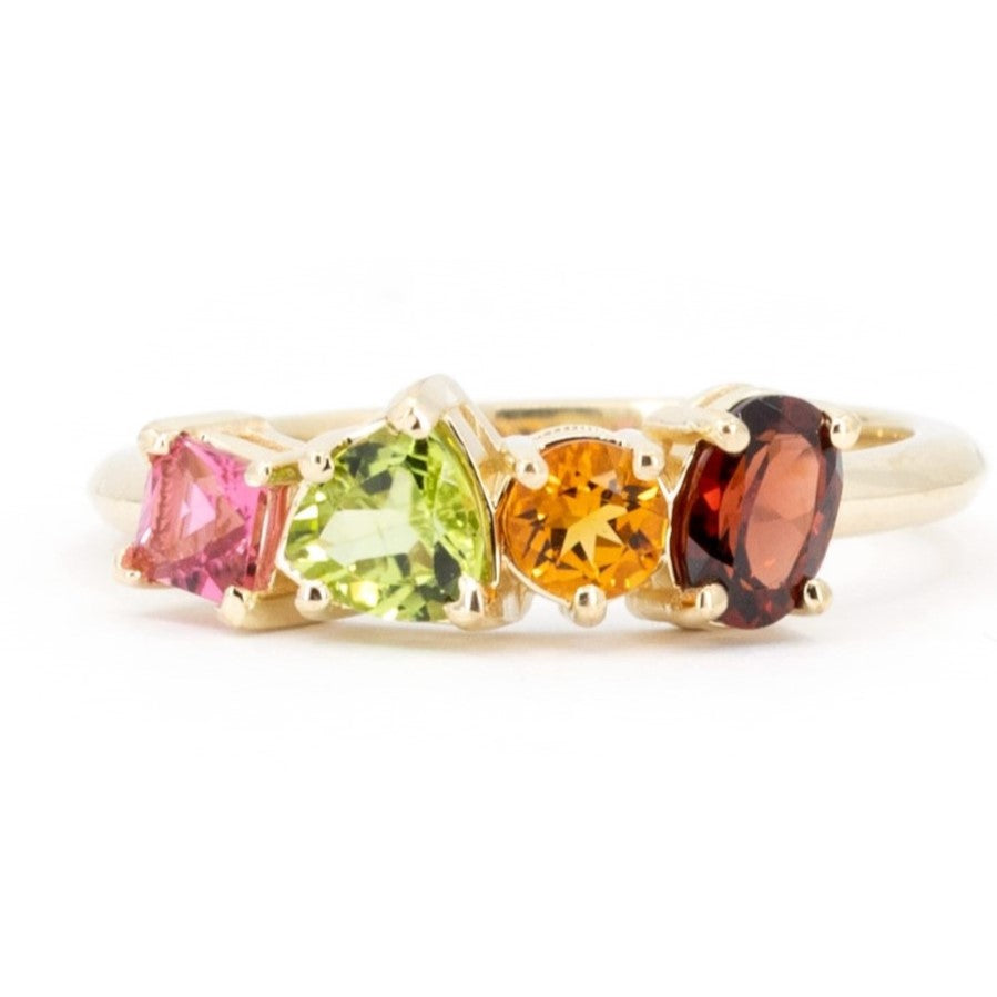 Multi Color Birthstone Yellow Gold Ring