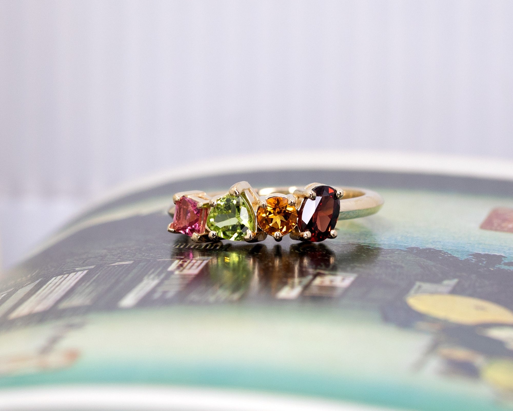 Multi Color Birthstone Yellow Gold Ring