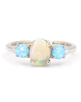 White And Blue Opal Diamond Gold Ring