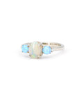 White And Blue Opal Diamond Gold Ring