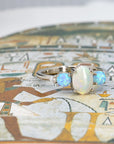 White And Blue Opal Diamond Gold Ring