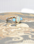 White And Blue Opal Diamond Gold Ring