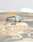 White And Blue Opal Diamond Gold Ring