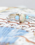 White And Blue Opal Diamond Gold Ring