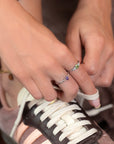GREEN OVAL SAPPHIRE PRELUDE RING | White Gold